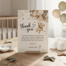 Teddy Bear Balloon Baby Shower Thank You Card Bedankkaart