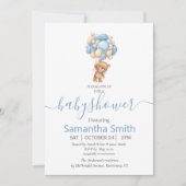 Teddy Bear Balloon Baby shower Uitnodiging (Voorkant)