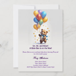 Teddy Bear Balloon Baby shower Uitnodiging voor Ba