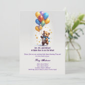 Teddy Bear Balloon Baby shower Uitnodiging voor Ba (Staand voorkant)
