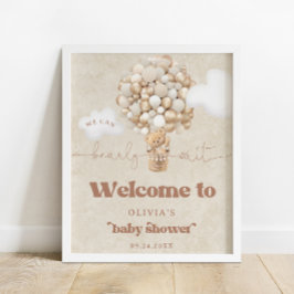 Teddy Bear Balloon Baby shower Welkom Poster