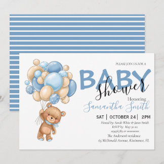Teddy Bear Balloon Babyschoenen Aankondiging