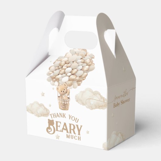 Teddy Bear Balloon Barly Wacht neutraal Baby showe Bedankdoosjes (Achterkant)