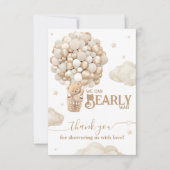 Teddy Bear Balloon Barly Wacht neutraal Baby showe Bedankkaart (Voorkant)