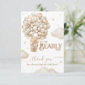 Teddy Bear Balloon Barly Wacht neutraal Baby showe Bedankkaart (Staand voorkant)