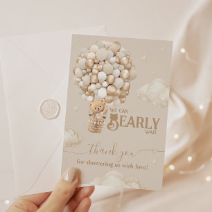 Teddy Bear Balloon Barly Wacht neutraal Baby showe Bedankkaart