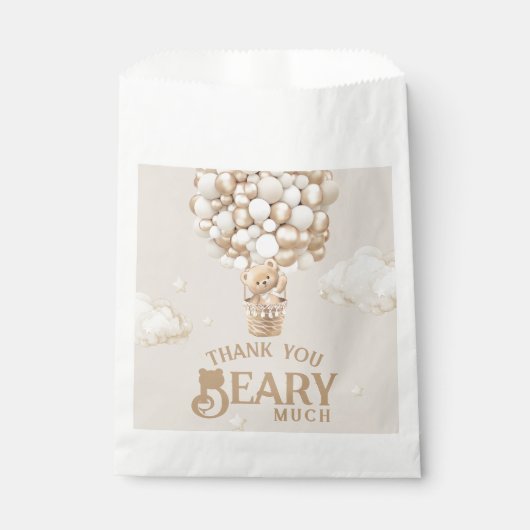 Teddy Bear Balloon Barly Wacht neutraal Baby showe Bedankzakje (Voorkant)