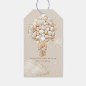 Teddy Bear Balloon Barly Wacht neutraal Baby showe Cadeaulabel (Achterkant)