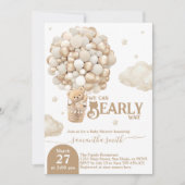 Teddy Bear Balloon Barly Wacht neutraal Baby showe Kaart (Voorkant)