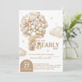Teddy Bear Balloon Barly Wacht neutraal Baby showe Kaart (Staand voorkant)
