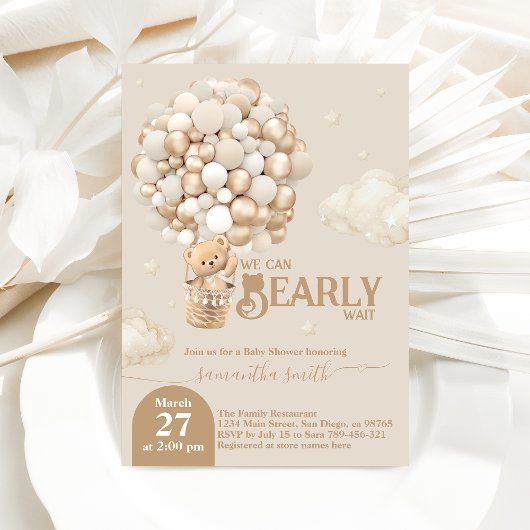 Teddy Bear Balloon Barly Wacht neutraal Baby showe Kaart