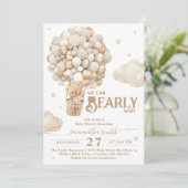 Teddy Bear Balloon Barly Wacht neutraal Baby showe Kaart (Staand voorkant)