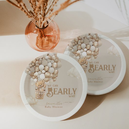 Teddy Bear Balloon Barly Wacht neutraal Baby showe Papieren Bordje