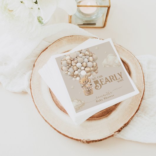 Teddy Bear Balloon Barly Wacht neutraal Baby showe Servet