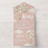 Teddy Bear Balloon Barly Wachten Baby Meisje Douch All In One Uitnodiging (Binnen)