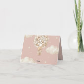 Teddy Bear Balloon Barly Wachten Baby Meisje Douch Bedankkaart (Achterkant)