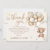Teddy Bear Balloon Barly Wait Baby shower Bedankkaart (Voorkant)