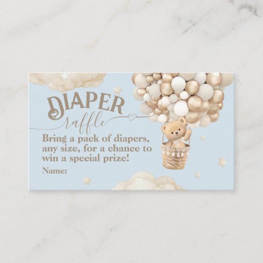 Teddy Bear Balloon Barly Wait Baby shower Daper Informatiekaartje (Voorkant)