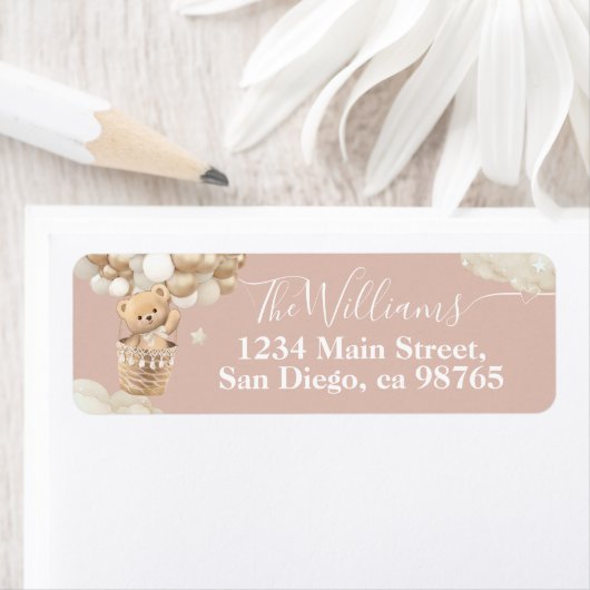 Teddy Bear Balloon Barly Wait Baby shower Etiket (Insitu)