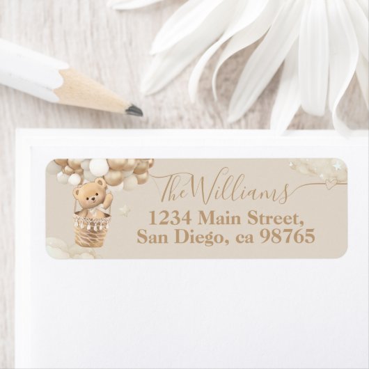 Teddy Bear Balloon Barly Wait Baby shower Etiket (Insitu)