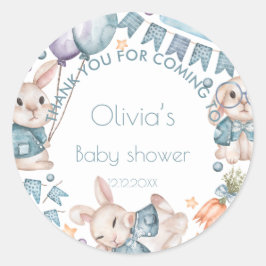 Teddy Bear Balloon Barly Wait Baby shower Favor Ronde Sticker