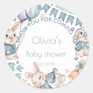 Teddy Bear Balloon Barly Wait Baby shower Favor Ronde Sticker