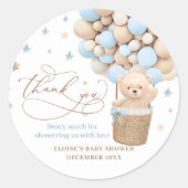 Teddy Bear Balloon Barly Wait Baby shower Favor Ronde Sticker (Voorkant)