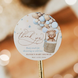 Teddy Bear Balloon Barly Wait Baby shower Favor Ronde Sticker