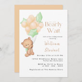 Teddy Bear Balloon Barly Wait Baby shower Kaart (Voorkant / Achterkant)