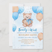 Teddy Bear Balloon Barly Wait Baby shower Kaart (Voorkant)