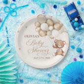 Teddy Bear Balloon Barly Wait Baby shower Papieren Bordje (Feest)