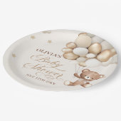 Teddy Bear Balloon Barly Wait Baby shower Papieren Bordje (Gekanteld)