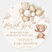 Teddy Bear Balloon Barly Wait Baby shower Ronde Sticker (Voorkant)