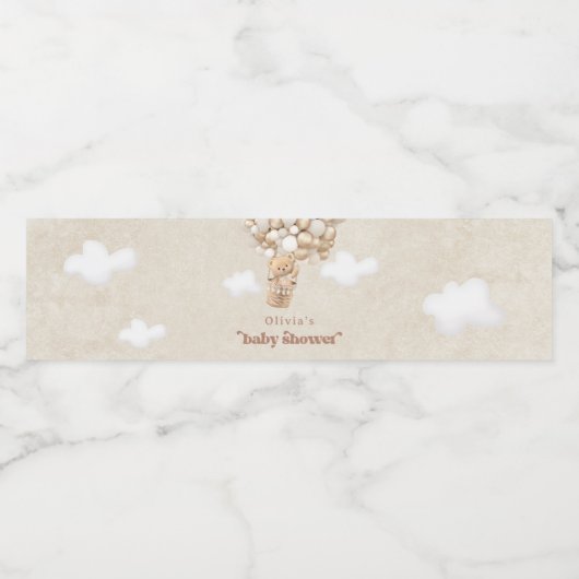 Teddy Bear Balloon Barly Wait Baby shower Waterfles Etiket (Enkel label)