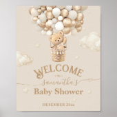 Teddy Bear Balloon Barly Wait Baby shower Welkom Poster (Voorkant)