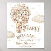 Teddy Bear Balloon Barly Wait Baby shower Welkom Poster (Voorkant)