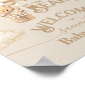 Teddy Bear Balloon Barly Wait Baby shower Welkom Poster (Hoek)