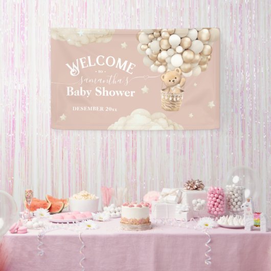 Teddy Bear Balloon Barly Wait Baby shower Welkom Spandoek (Feest)