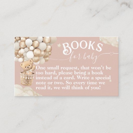 Teddy Bear Balloon Bearly Wait Baby showers boeken Informatiekaartje (Voorkant)