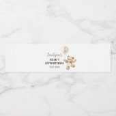 Teddy Bear Balloon Beary Eerste Verjaardag Waterfles Etiket (Enkel label)