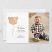 Teddy Bear Balloon Beary-Y First Birthday Kaart (Voorkant)