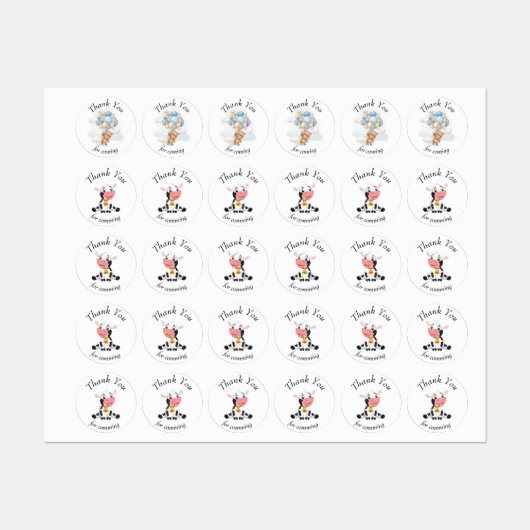 Teddy Bear BALLOON bedankt Labels (Vel)