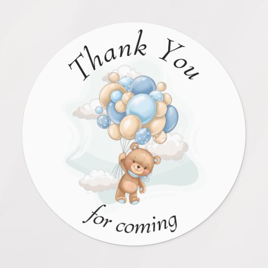 Teddy Bear BALLOON bedankt Labels (Design 1)