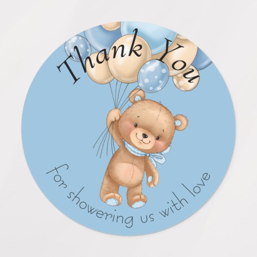 Teddy Bear BALLOON bedankt Labels (Design 2)