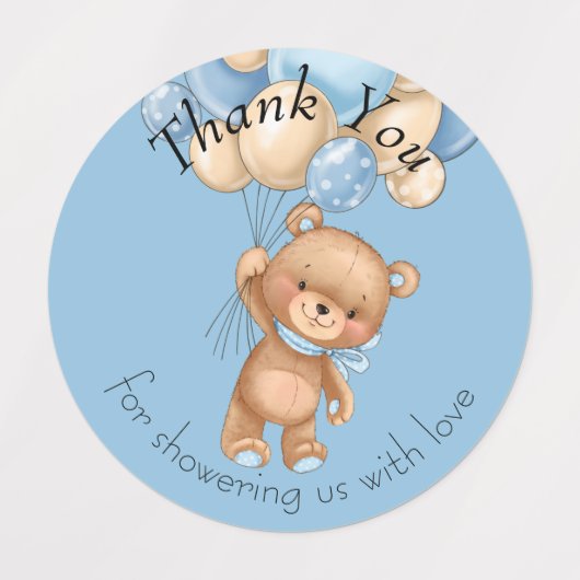 Teddy Bear BALLOON bedankt Labels (Design 1)