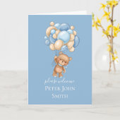 Teddy Bear Balloon Blauwe Aankondiging (Gele Bloem)