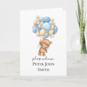 Teddy Bear Balloon Blauwe Aankondiging (Voorkant)