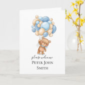 Teddy Bear Balloon Blauwe Aankondiging (Gele Bloem)