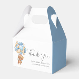 Teddy Bear Balloon Blue Favor Box Bedankdoosjes