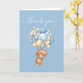 Teddy Bear Balloon Blue God Ouders Thankful Kaart (Gele Bloem)